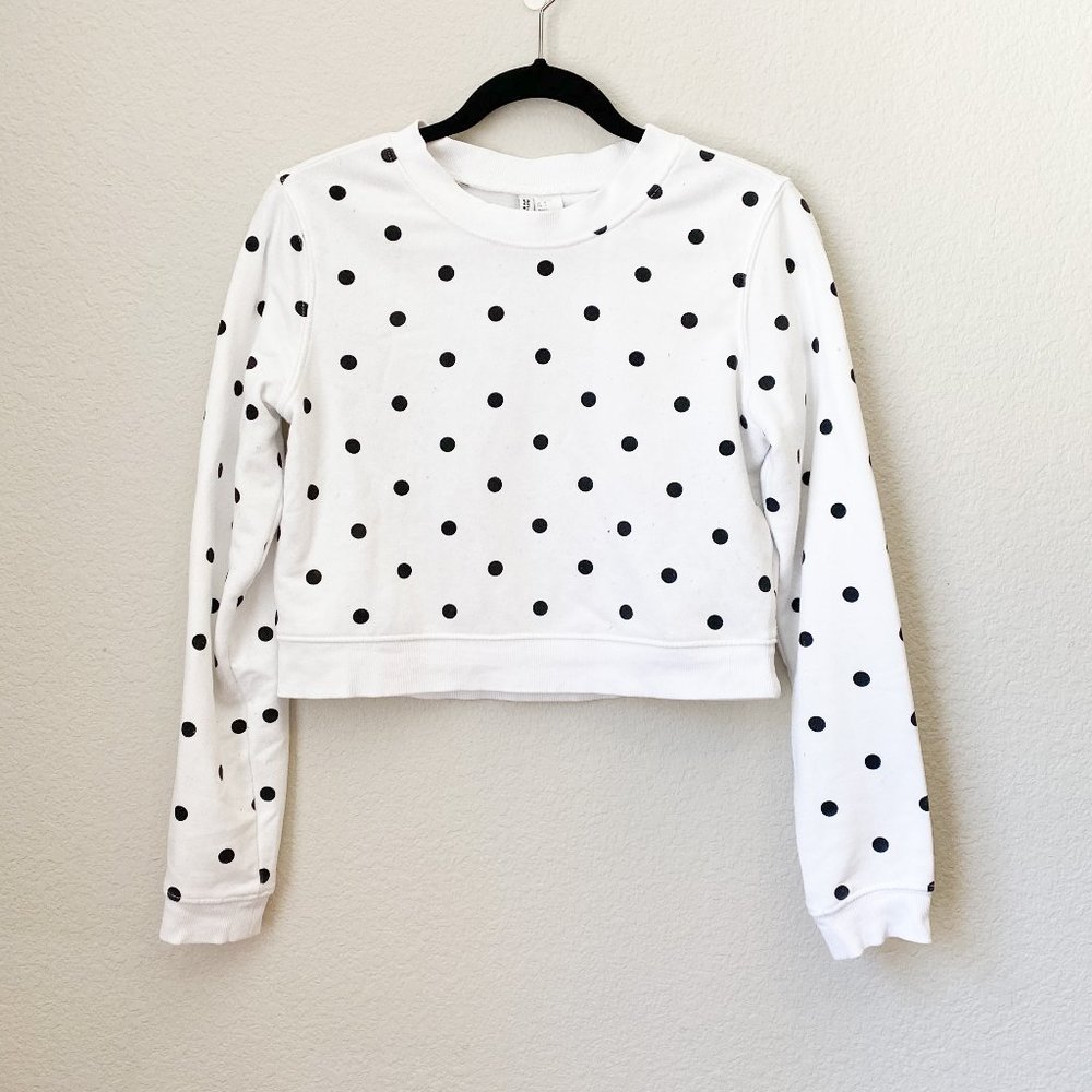 H&M Polka Dot Cropped Top Sweatshirt - T21